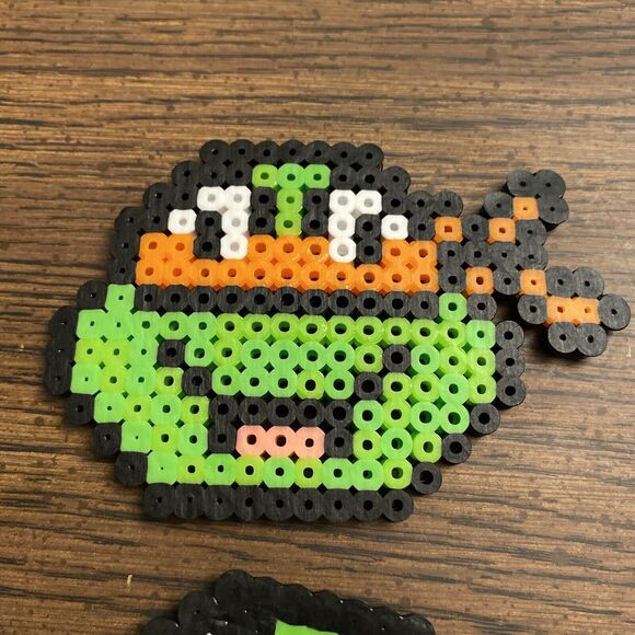Teenage Mutant Ninja Turtles Pixel Art Perler Beads Retro Nostalgic All 4 4”x2.5 - Picture 2 of 11